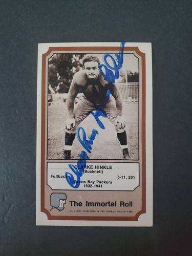 ** RARE SIGNED Clarke Hinkle 1974 Fleer Immortals - Green Bay Packers AUTO  ! **