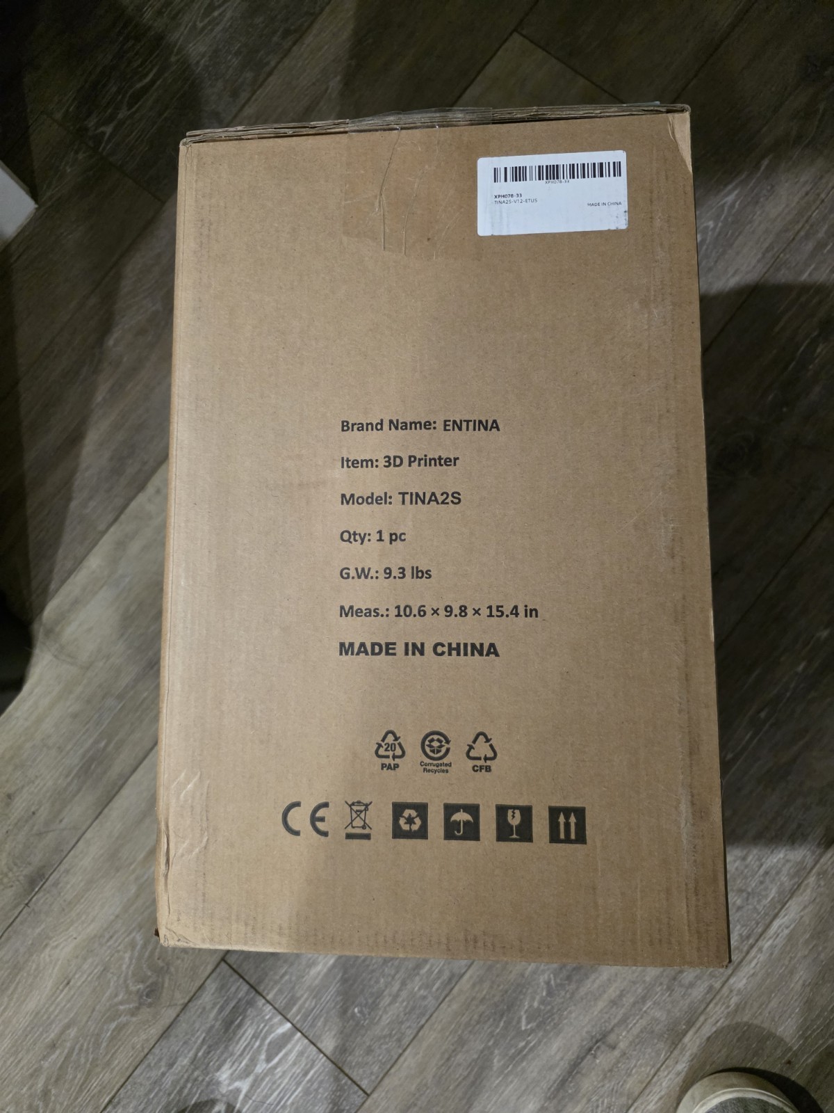 Entina TINA2S 3D Printer Model TINA2S 10.6in Length 9.8in Width 15.4in ...