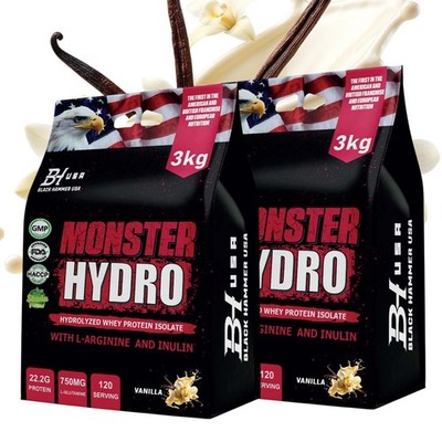 2x Monster Hydro Whey Protein 3kg Vanille |  Hydrolyzed Bundle Black Hammer USA