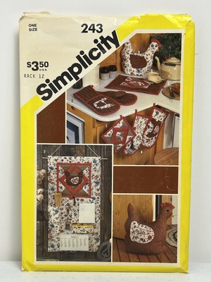 VTG Simplicity 243 Kitchen Items Chicken Rooster Pattern Uncut 80 s Cottage Core