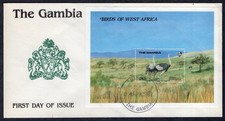 FAUNA ANIMALI STRUZZI UCCELLINI S/S 1989 GAMBIA FDC
