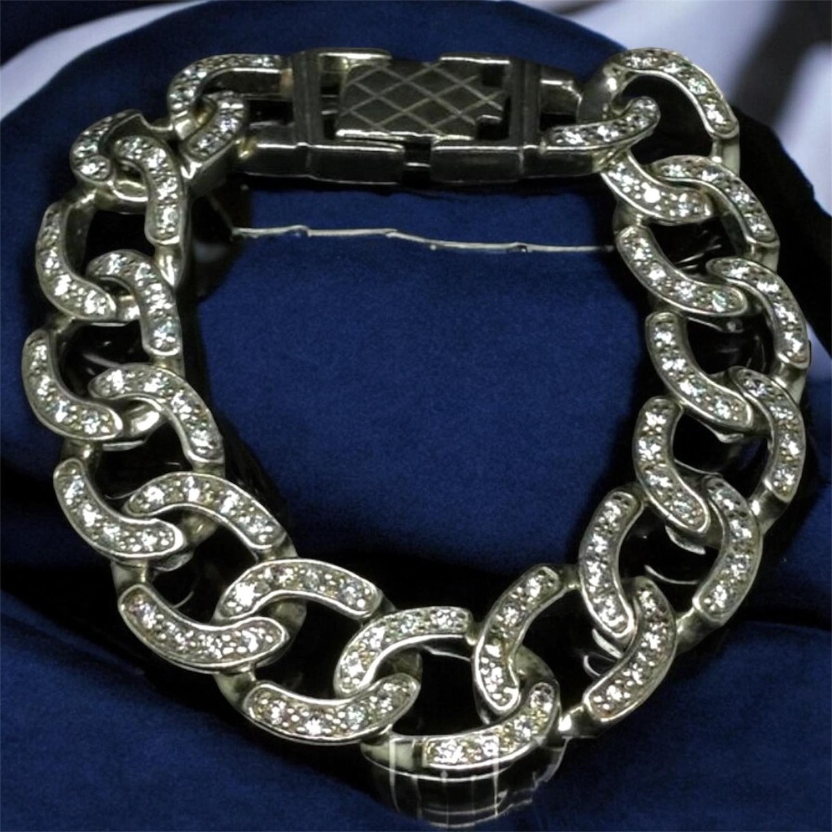 Vintage 925 Sterling Silver Bracelet 49g Rare Heavy Chain with