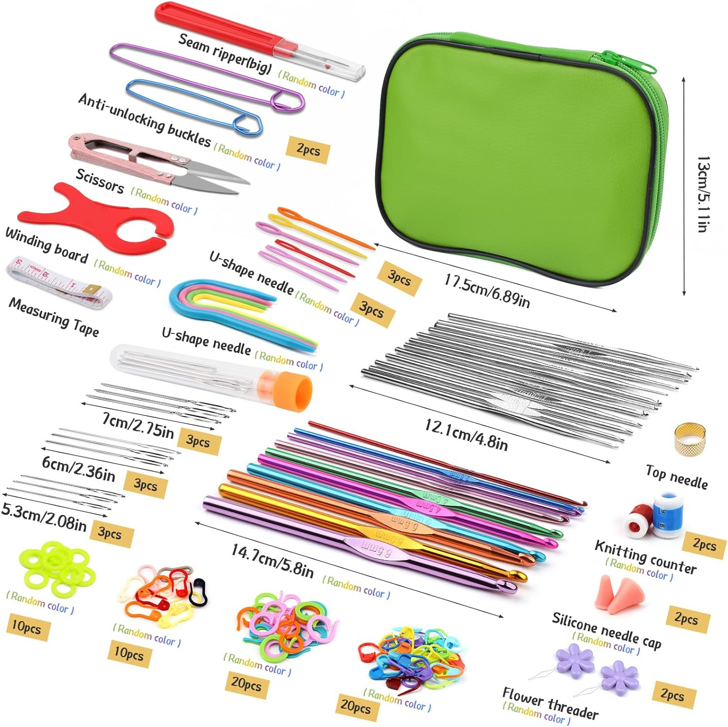 110 Pcs Crochet Hooks Set with Case Ergonomic Crochet Kit Markers Scissors DIY