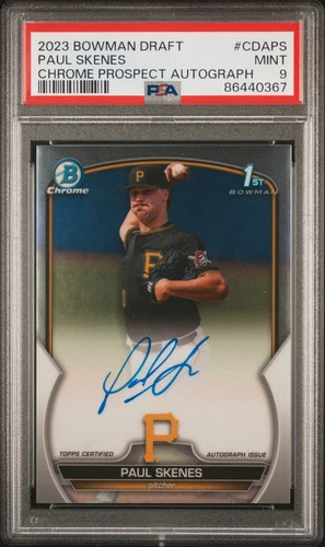 PAUL SKENES 2023 Bowman Draft 1st Chrome Prospect Auto #CDA-PS PSA 9 Pirates