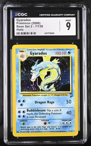 Gyarados Holo 7/130 CGC 10 Gem Mint – Pokémon Base Set 2 (2000) – Vintage WOTC