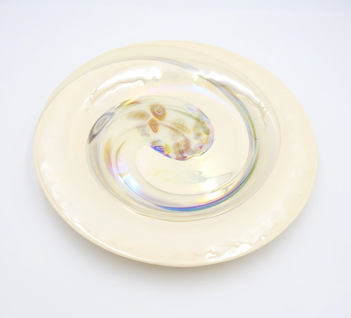 Giant Italian Murano Venezia Millefiori Cream Colored Centerpiece Plate 1990s - Picture 1 of 12