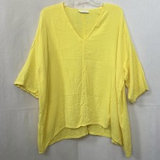 Bryn Walker Yellow Cotton Double Gauze Caspar Top Oversized V-Neck XS USA Made