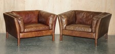PAIR OF STUNNING SUPER COMFORTABLE LARGE HALO GROUCHO CUSHION ARMED ARMCHAIRS