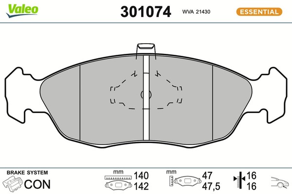 Bremsbelagsatz Scheibenbremse Essential Valeo 301074 FüR CitroËN 306 Peugeot 106-image
