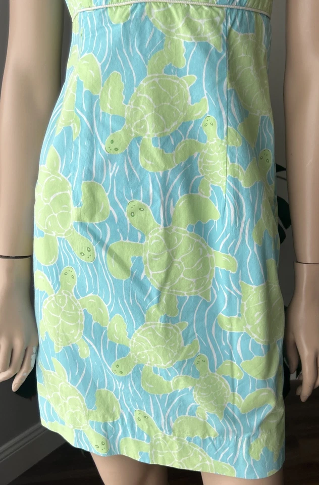 Vestido Tortuga Vintage Años 90 Y2K Lilly Pulitzer Azul Verde Talla 2 Foto 3 de 4