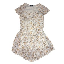 CIDER Yellow Floral Lace Trim Tiered Babydoll Dress Cottagecore Romantic Boho S