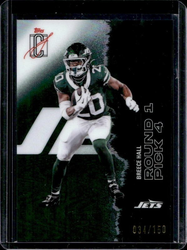 2025 Topps Signature Class Breece Hall Chrome Veteran Green Refractor #/150 Jets