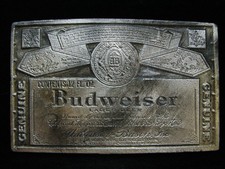OA09144 VINTAGE 1970s  GENUINE BUDWEISER LAGER BEER  ANHEUSER-BUSCH BUCKLE