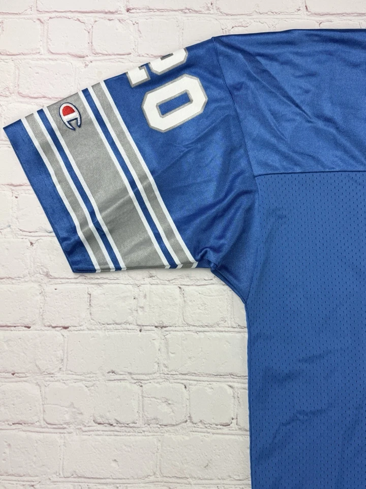 复古 90 年代 Barry Sanders 底特律狮子队 #20 冠军球衣蓝色 48 XL 码 — 第 4/4 张图片