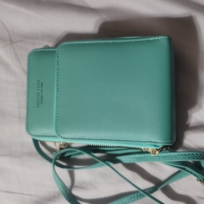 FOREVER YOUNG Teal Small Double Zip Crossbody Cell Phone Wallet Purse Brand New