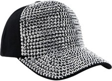Studded Rhinestone Baseball Cap for Women Sparkle Bling Denim Sun Hat Casual ...