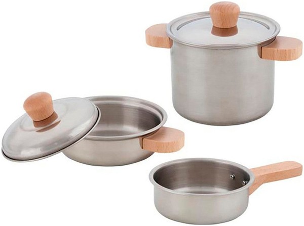 Goki Kochset SterneküChe, 2 TöPfe Und 1 Pfanne - Spielset FüR Die KinderküChe-image