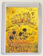 Mickey & Minnie's Gold Plated Artist Signed "Runaway Railway" Trading Card 1/1