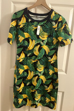 NWT Old Navy Womens T-Shirt Tropical Fruit Banana Print Stretch Dress Sz Medium