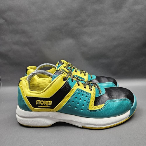 Storm Lightning Bowling Shoes Mens 8M Green Yellow Black Slide Sole Sneakers
