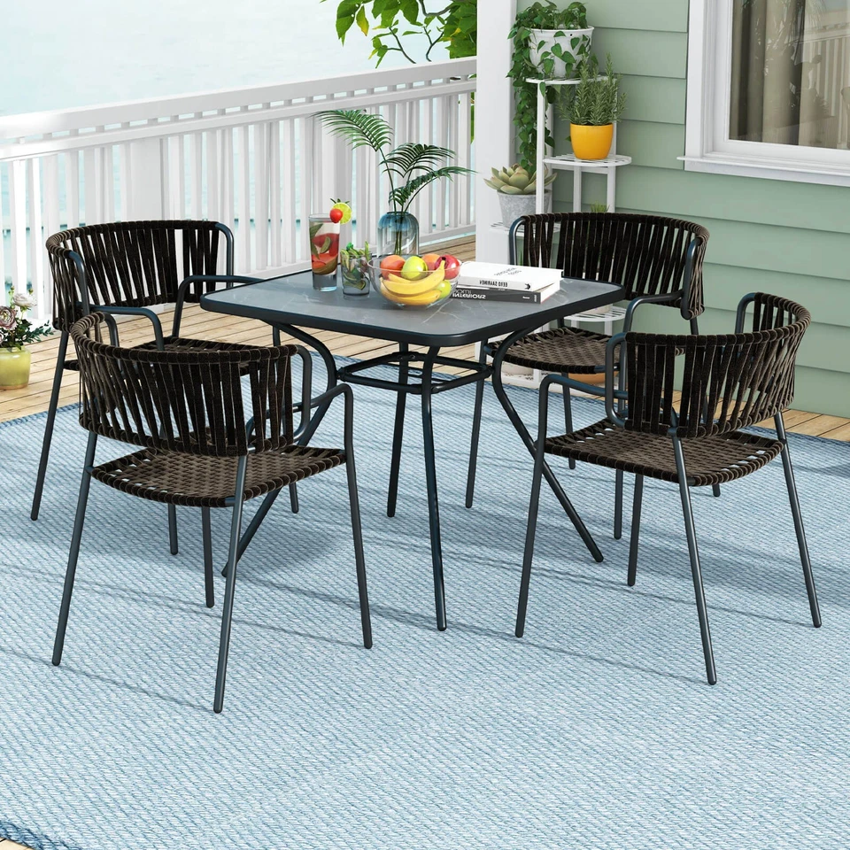 Outdoor Dining Table 32" x 32" Patio Bistro Table w/ Umbrella Hole for 4 Persons - Image 3 of 4