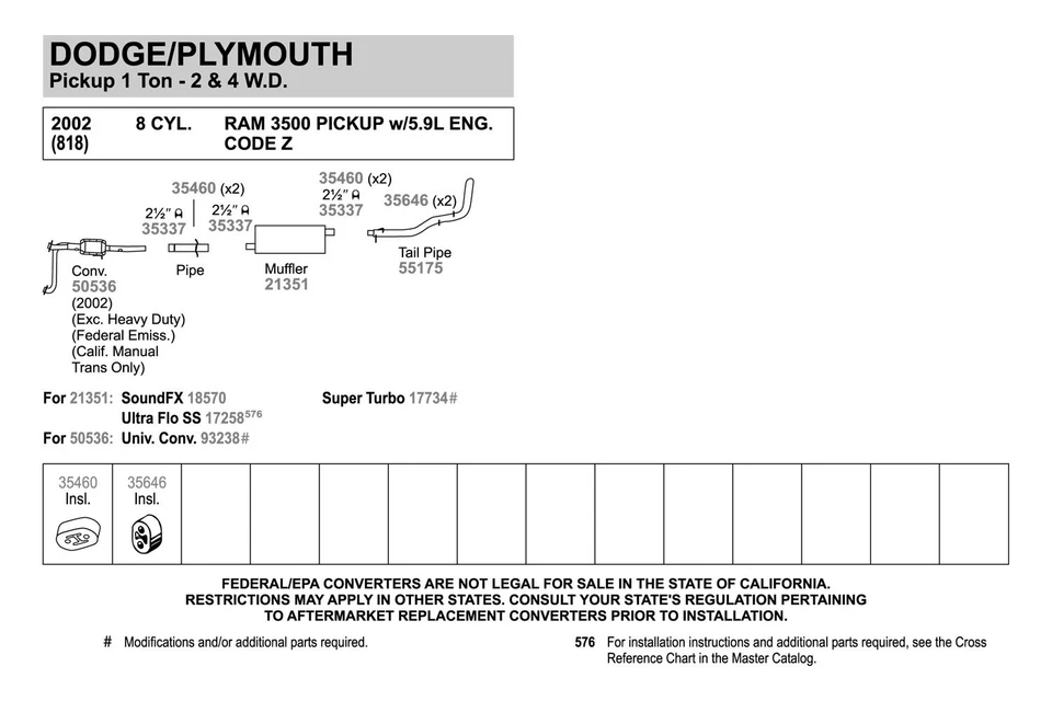 For Dodge Ram 2500 98-02 Exhaust Muffler Quiet-Flow Stainless Steel Oval - Imagem 4 de 4