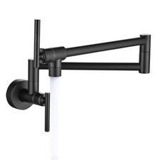 Fransiton Matte Black Pot Filler Faucet Wall Mount Folding Brass Kitchen