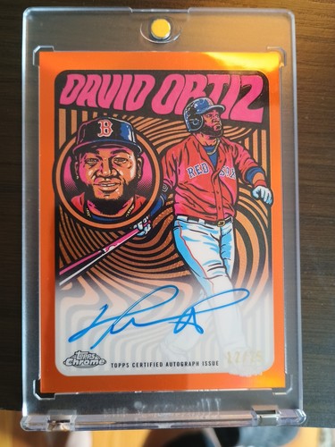 2024 Topps Chrome Ultraviolet All-Stars Orange Refractor 12/25 David Ortiz Auto - Picture 4 of 5