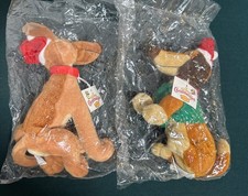 VTG All Dogs Go To Heaven Christmas Carol Plush Pair Charlie Itchy Denny's NWT