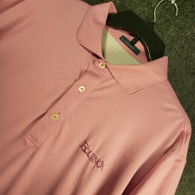 Turtleson Pink Geometric Micro Print Equinox Performance Golf Polo Shirt Men's L