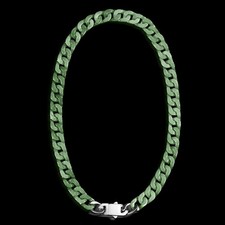 Certified Grade A Green Blue Natural Burma Jade jadeite Cuban Chain Necklace