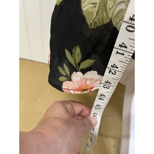 Socialite HighLow Black Floral Dress Party Wedding Faux Wrap Ruffle Sleeve Sz Sm - Picture 10 of 13