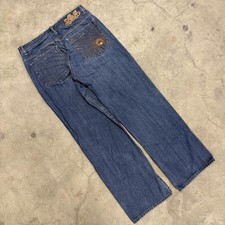 Y2K Akademiks Baggy Wide Leg Jeans Sunburst Back Pocket