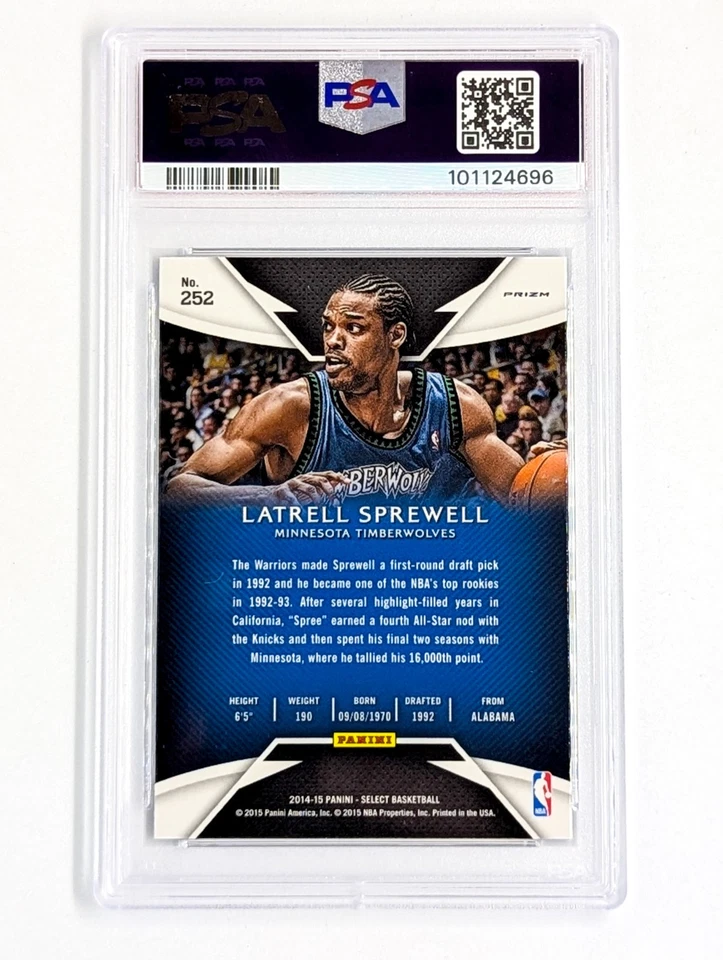 2014-15 Panini Select Blue & Silver Prizm #252 Latrell Sprewell PSA 10 POP 1 - Image 2 of 2
