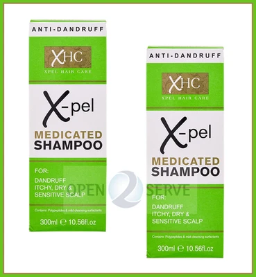 2x XHC X-pel Medicated Shampoo - For Dandruff Itchy, Dry & Sensitive Scalp 300ML