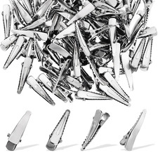 100 Pcs Silver Alligator Hair Clips Metal Crocodile Clips DIY Craft Accessories
