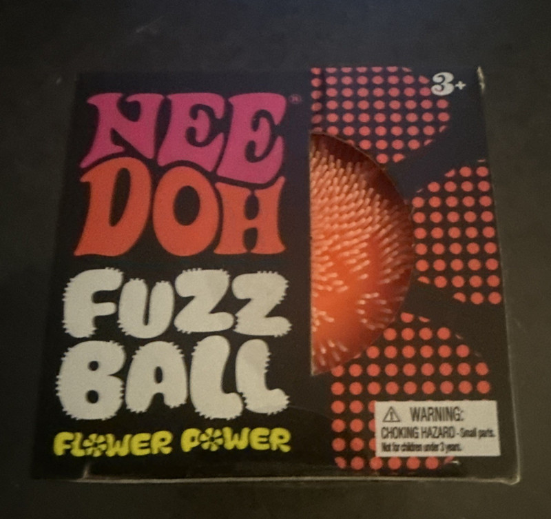 Schylling NeeDoh Fuzz Ball Flower Power Sensory Squeeze Toy Orange