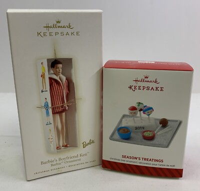 Barbie s Boyfriend Ken & Season's Treatings Cake Pops 2 Hallmark X-mas Ornaments