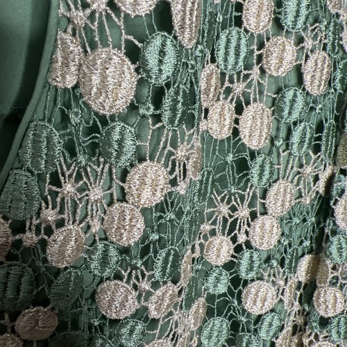 Vintage Green Gold Lace Jacket Casadei By Stitches Lined Size 14 - Picture 6 of 8