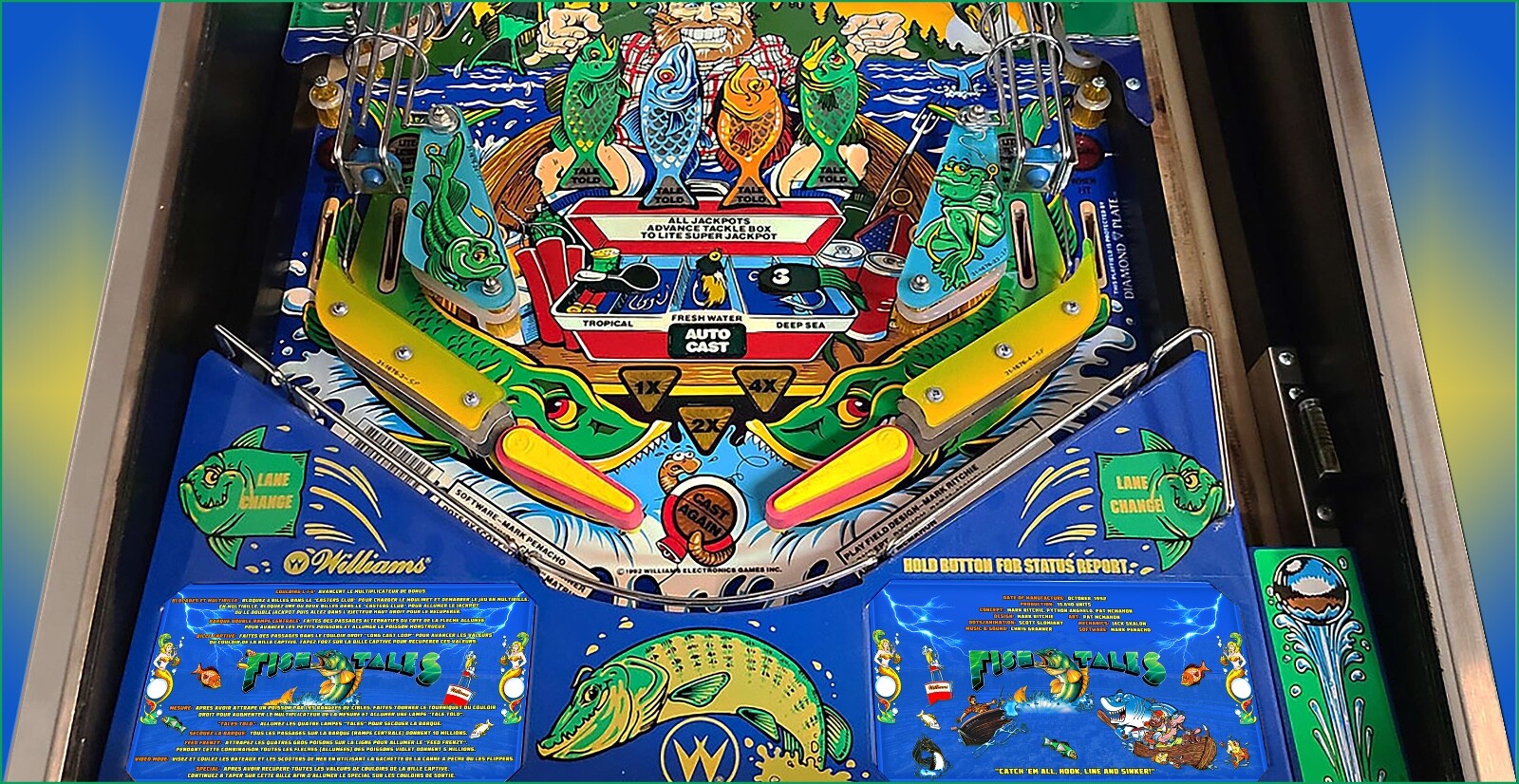 1992 Williams Fish Tales Custom Instructions Cards Pinball Pinball
