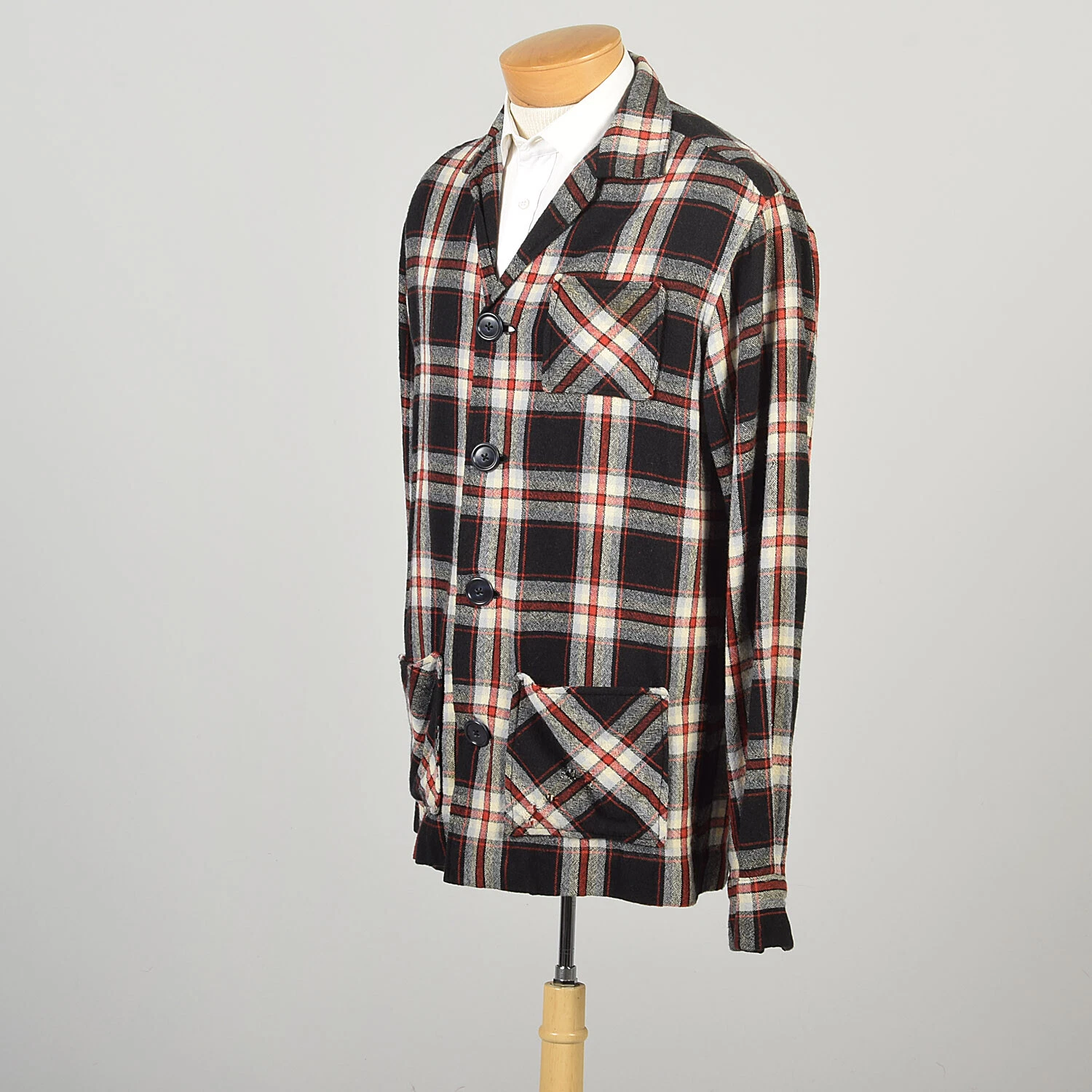 unknown 1950s plaid white blue rockabilly lightweight jacket