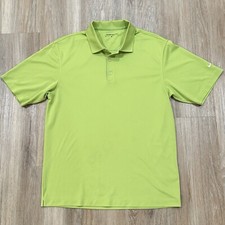 Nike Dri-Fit Short Sleeve Shirt Mens Medium Green Golf Polo Polyester Mesh