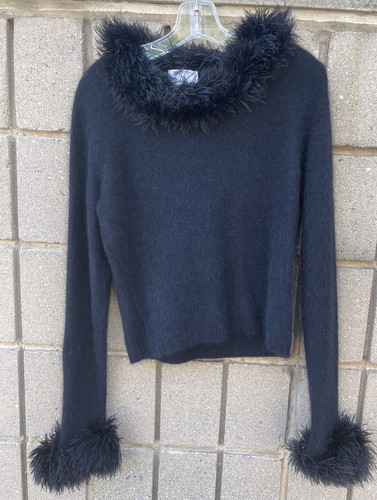 Vintage Valentino Sweater Women Neck Feathers Puffy Womens Size 46 NWT - Picture 5 of 19