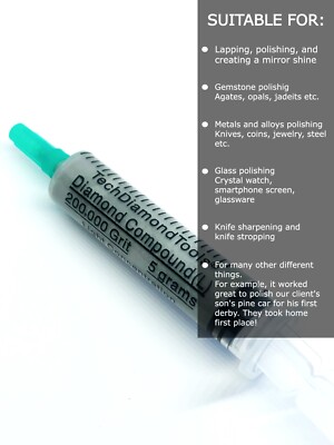 Diamond Paste Compound Polishing Lapidary 200,000 (L) Grit 5 Gram (USA MADE)