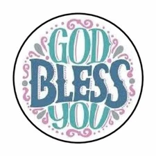 48 GOD BLESS YOU ENVELOPE SEALS LABELS STICKERS 1.2" ROUND