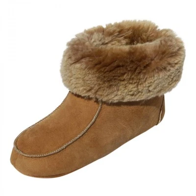Hollert Herren & Damen Lammfell Hausschuhe IBIZA COGNAC Bettschuhe Fellschuhe  - Bild 1 von 4