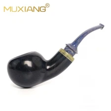 Handcrafted Briar Tobacco Pipe Tomato Smoking Pipe Cumberland Stem Smooth Blue