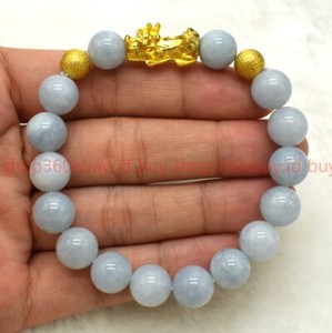 Authentic Noble 8mm Multicolor Gemstone Round Beads Gold Plated Elastic Bracelet 7.5"