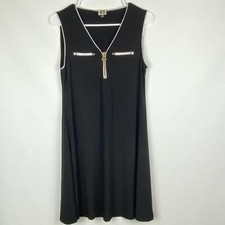 Anne Klein Dress Womens Size 4 Black Sleeveless V Neck Lightweight Short Dress
