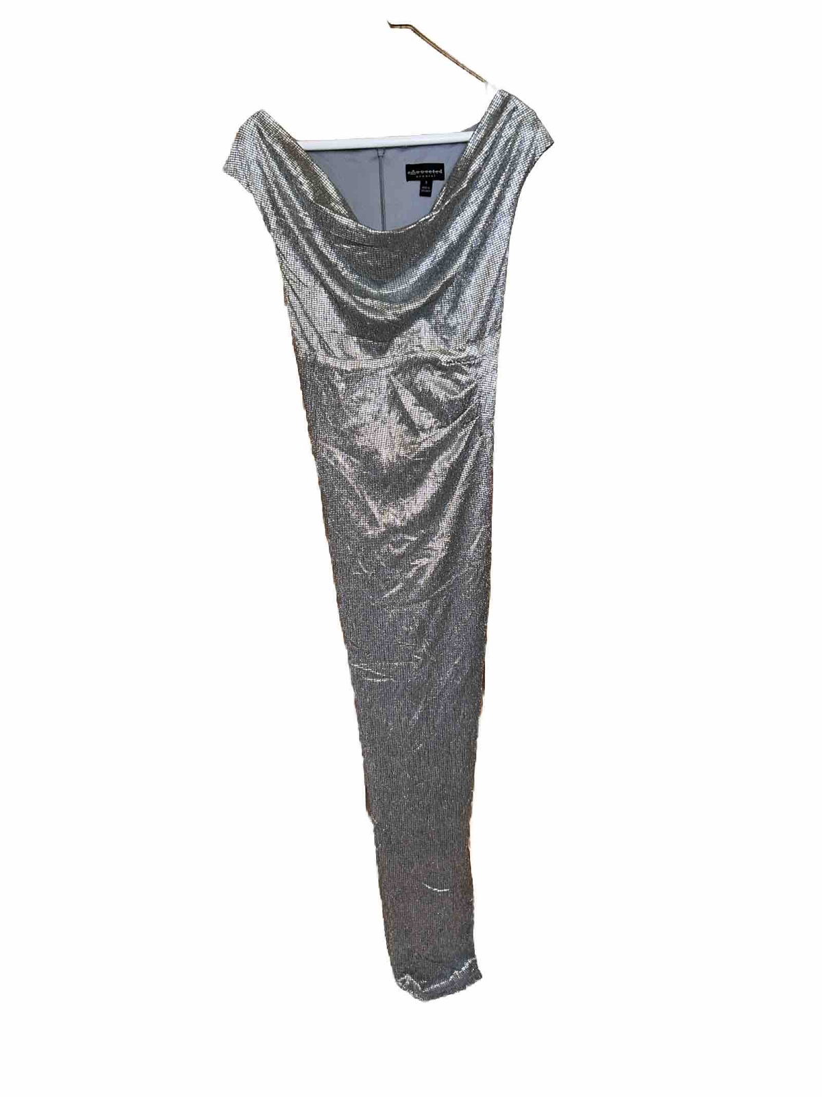 Connected Apparel Cowl Neck Maxi Dress Size Metallic